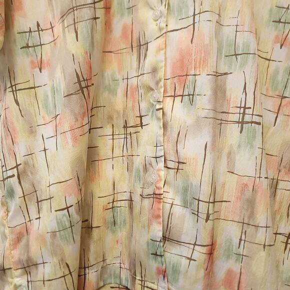 Bonworth Button Down Shirt Size Medium Graphic Print Silky Light Weight Poly​ - Picture 4 of 5